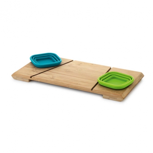 Base de mesa em bambu com 2 potes em silicone -MB93898