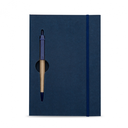 Bloco de anotações ecológico com caneta 19,9 cm x 13,5 cm x 1,7 cm, com pauta-MB01358