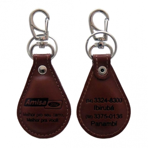 Chaveiro em couro formato gota ou formato especial-MB00995