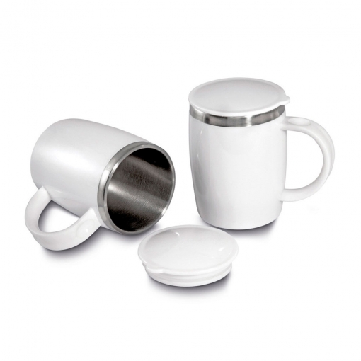 Caneca plástico com inox na parte interna de 400ml-MB02445