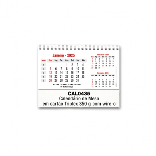CALENDÁRIO DE MESA TRIPLEX - C/ WIRE-O-MB02490