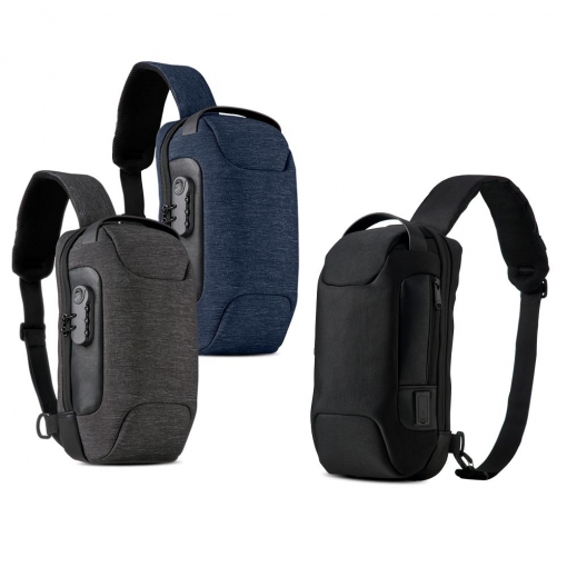 Mochila de Ombro USB Anti-Furto (35,5x20x15cm)-MB02768