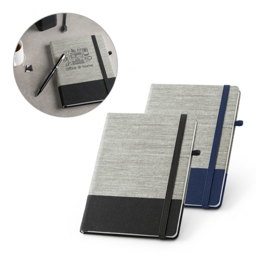 Caderno tipo Moleskine A5 em Palha e Algodão (15x21cm)-MB53268