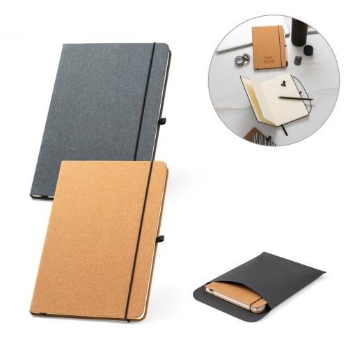 Caderno tipo Moleskine A5 em Couro Reciclado (14x21cm)-MB53628