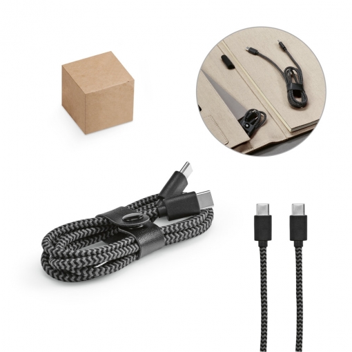 Cabo USB-C de carregamento rápido em PET 100% reciclado (100% rPET)-MB97174