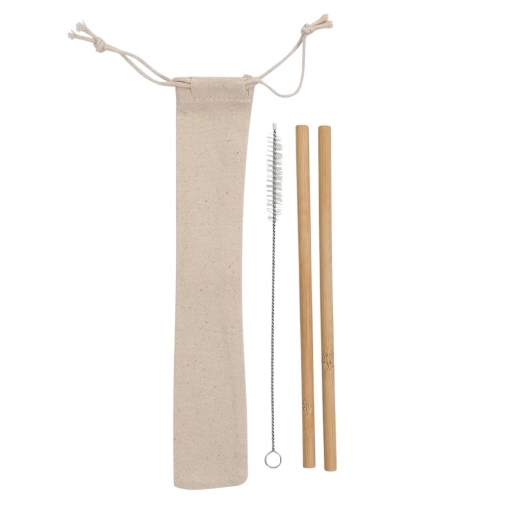 Kit Canudos de Bambu com Escova de Limpeza-MB03677