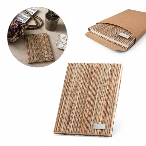 Caderno A5 com Capa Dura em Palha Natural 15,0 x 21,0-MB93275