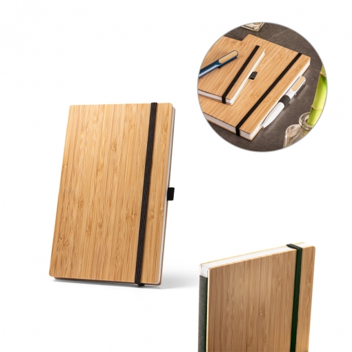 Caderno de Bolso tipo Moleskine em Placa de Bambu (9x14cm)-MB93583
