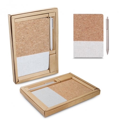 Kit Escritório A5 Capa em Cortiça e Caneta Plástica Reciclada-mB04027
