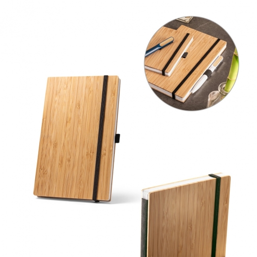 Caderno tipo Moleskine A5 em Placa de Bambu (21x14cm)-mb93582