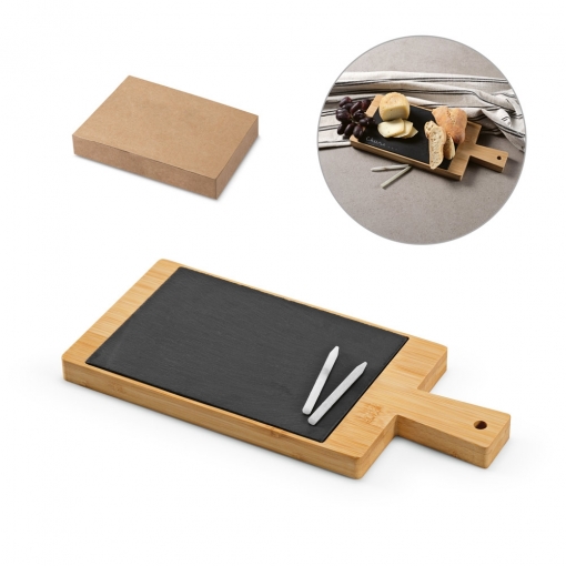  Quadro com ardósia em bambu e 2 gizes inclusos-mb94342