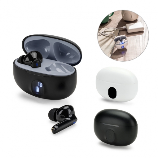 Fones de ouvido wireless em ABS 100% reciclado e autonomia de 4h-mb97188