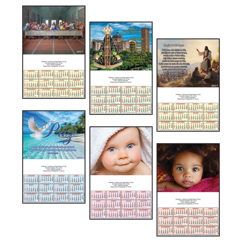 Folhinha 1 Lâmina em papel nobre 115g