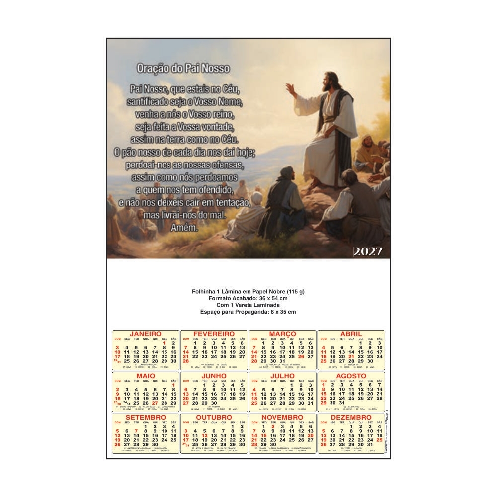 Folhinha 1 Lâmina em papel nobre 115g