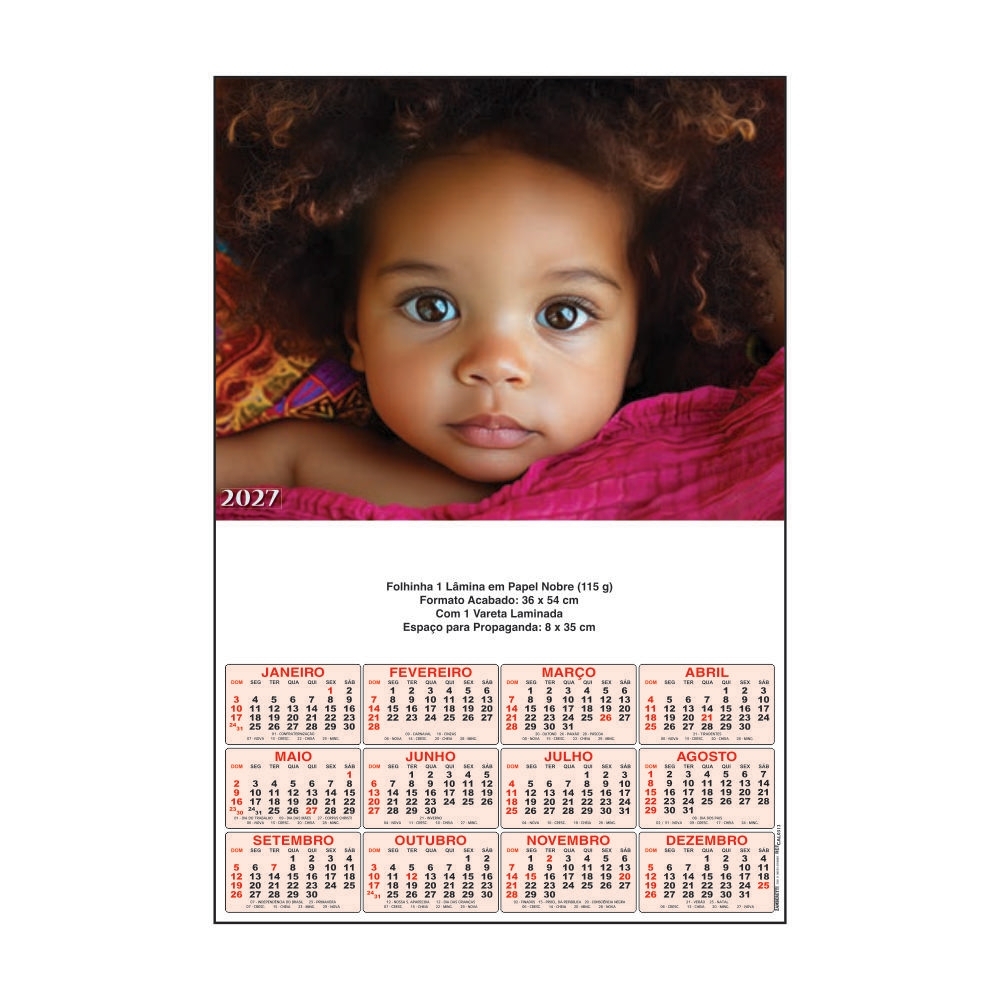 Folhinha 1 Lâmina em papel nobre 115g