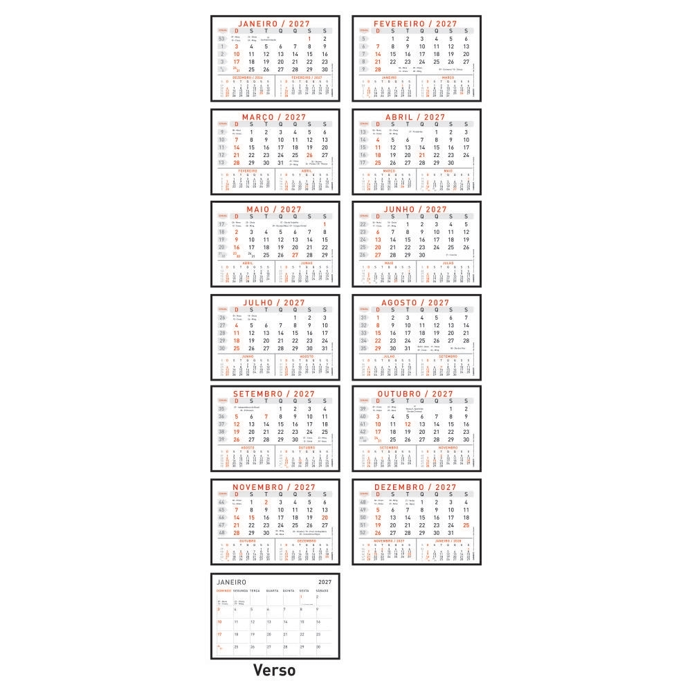 Calendário em Percalux Linho c/ Wire-o
