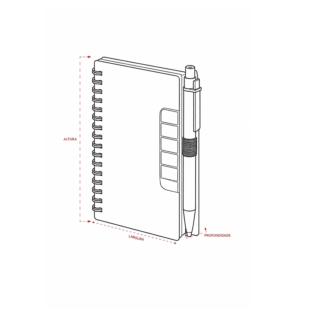 Bloco de Anotações com Autoadesivos e Caneta