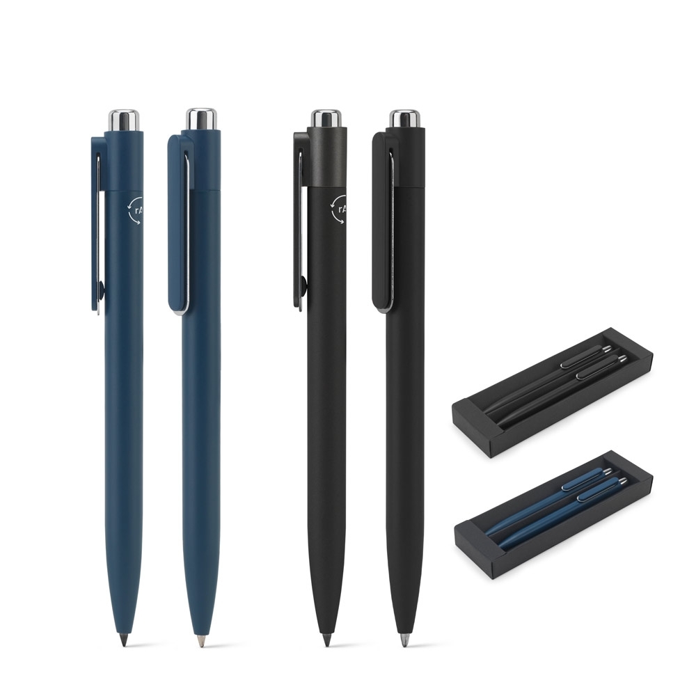 Kit esferográfica e caneta sem tinta